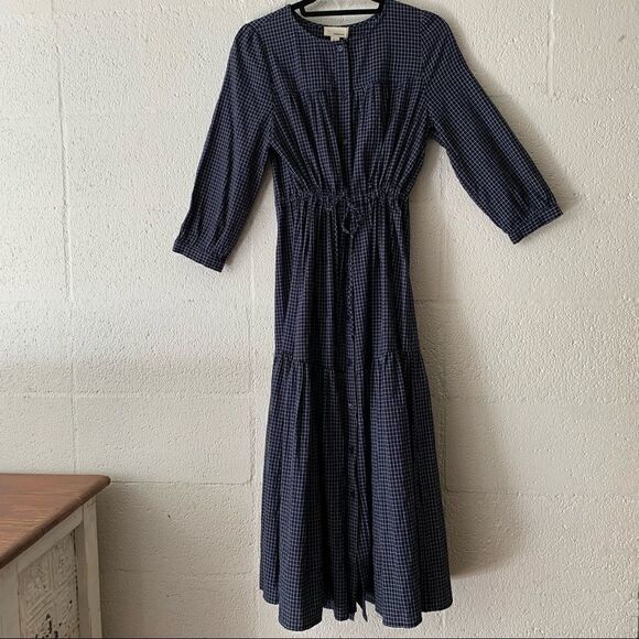 NWT Anthropologie The Korner Check Prairie Dress - Picture 1 of 5